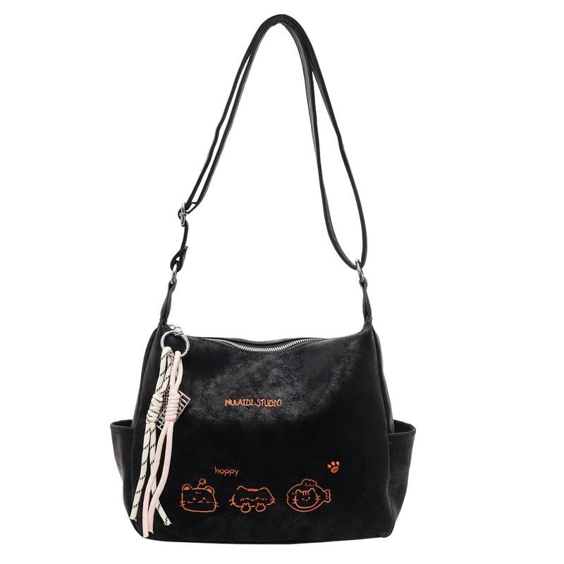 Small Fresh and Sweet Messenger Bag Women's Large-capacity Soft Leather Texture Casual Shoulder Bag Cute Flower Foreign Tote Bag