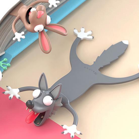 3D Tier Lesezeichen Niedliche PVC Cartoonfigur Lesezeichen für Kinder Leser Lustige Schreibtischdeko Geburtstagsweihnachtsgeschenk für Schüler Buchliebhaber