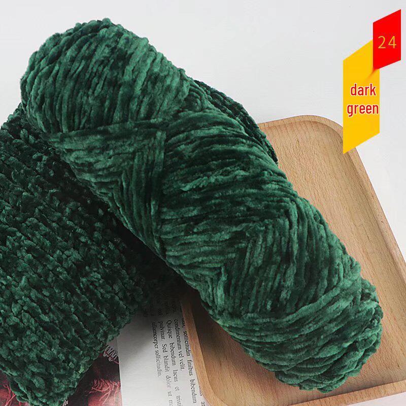 Chenille Golden Silk Velvet Yarn Ball - Medium Thick Glossy Yarn for Hand Knitting and Crochet Slippers.