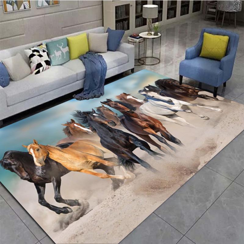 3D Horse Printed Large Carpet,doormat,living Room,bedroom,bathroom Decoration Animal - Running Horse Pattern Anti Slip Floor Mat