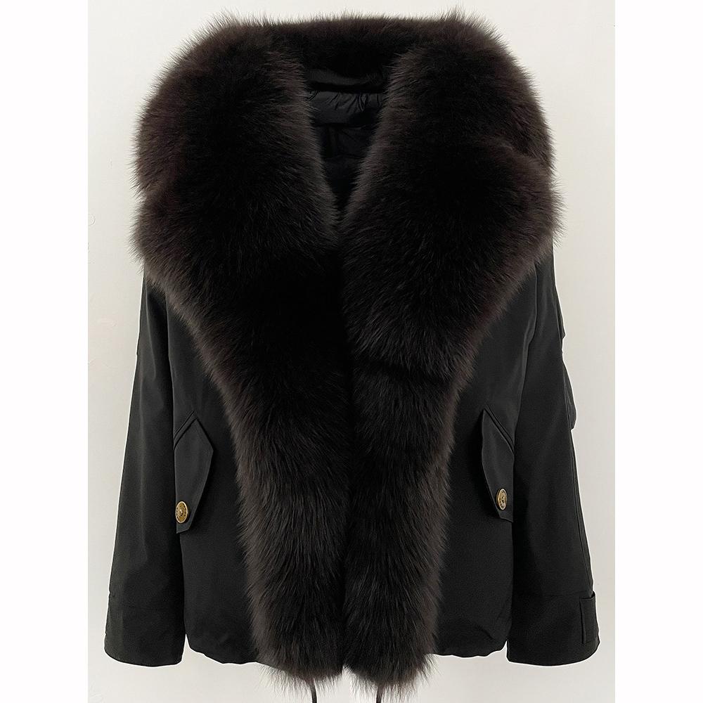 Fur Parka Jacket Fashion Short White Down Coat Winter Clothes Women Real Fur Puffer Jacket