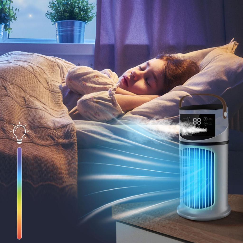 3-in-1 Verdunstung Leise Tragbare Klimaanlage Chill 2.0 USB Wiederaufladbar 8H Timer 7 Modi Licht Persönlicher Klimagerät Lüfter Fensterloser Kühler Zustand