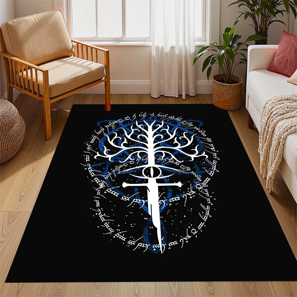 Lord Rings Symbol Carpet Suitable for Outdoor Foyer Living Rooms Entryway Antislip Carpet Anime Office Decor Spiritual Gift