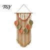 Textured Wall Art for Bedroom Hanging Tapestry, Boho Leaf Decor, Large Tapestry with Wood Beads, Handmade Soft Natural Woven Art, Farmhouse