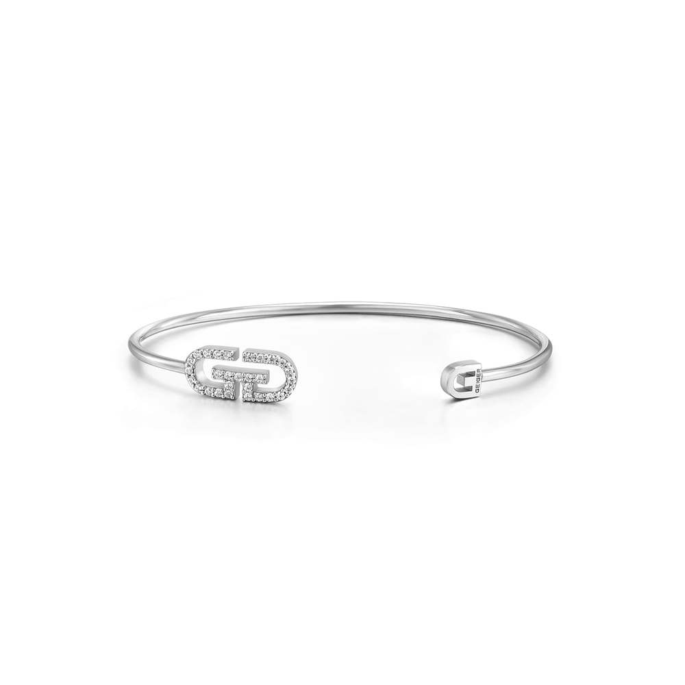 Signature Cubic Simple Bangle Silver Bracelet Gisvbb004