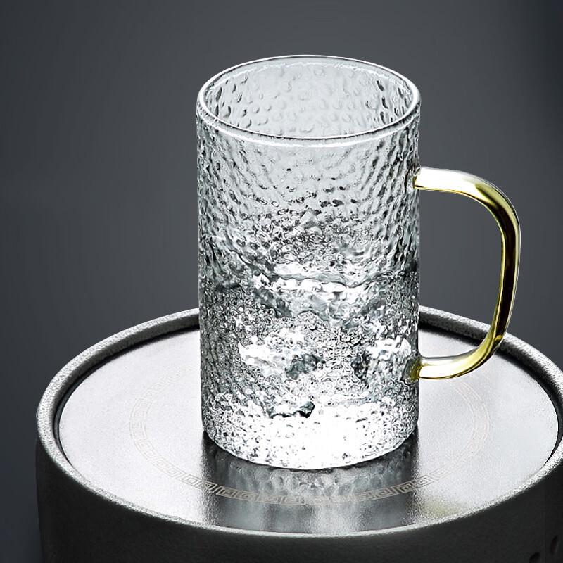 Colored Hammered Glass Cup with Handle