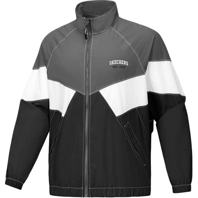Skechers Fashion Sports Series Stylish Comfortable Soft Skin-Friendly Versatile Jacket Unisex Jacket Volcanic-Gray Black White L225U009-05D3 XS