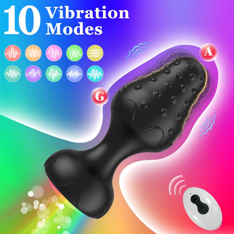 Color Light Emitting Anal Plug Adult Toy for Men Women Silicone Plug Vibrator with LED Remote Control Plug