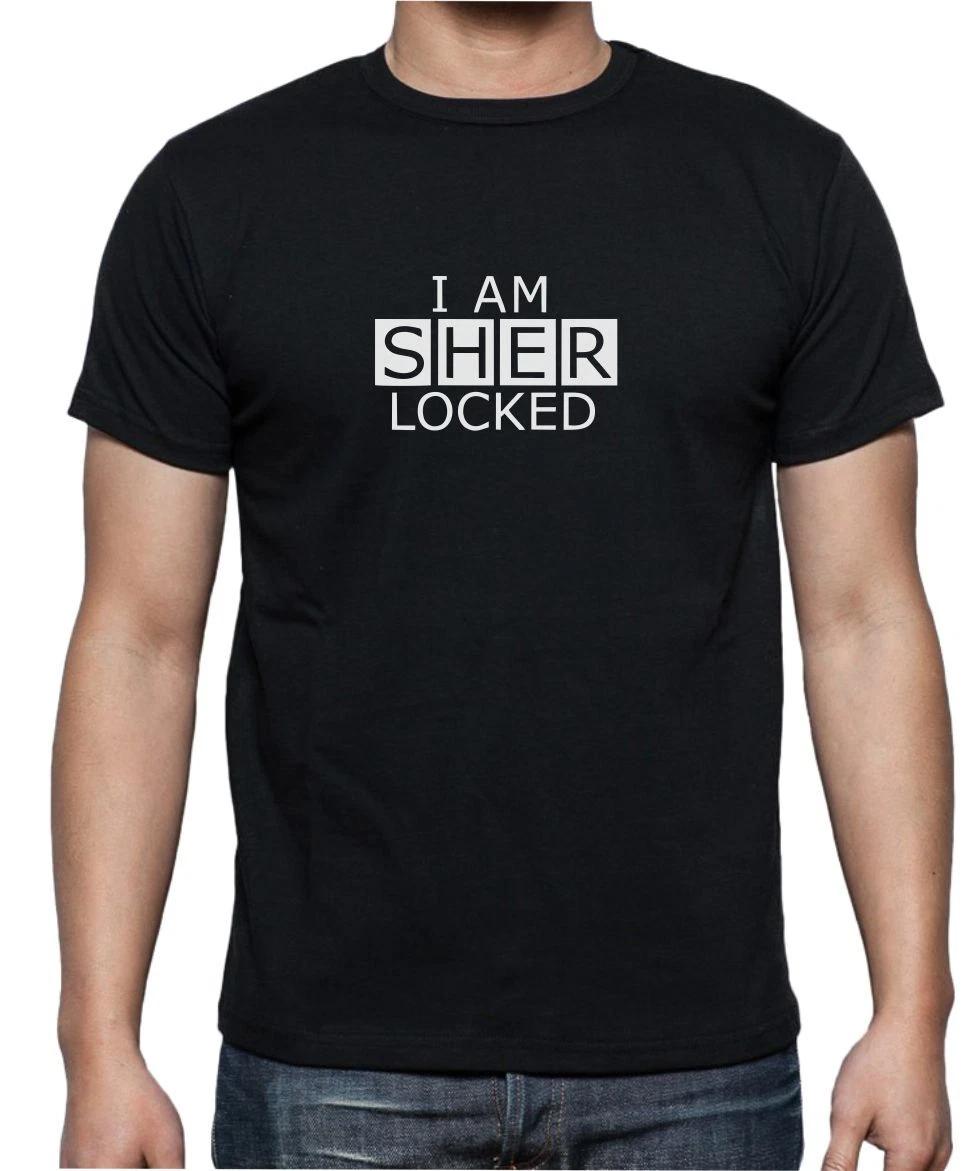 ШЕР ЗАБЛОКИРОВАН - СМЕШНОЙ СЛОГАН ШЕРЛОКА ХОЛМСА Мужская Женская Детская Футболка XL