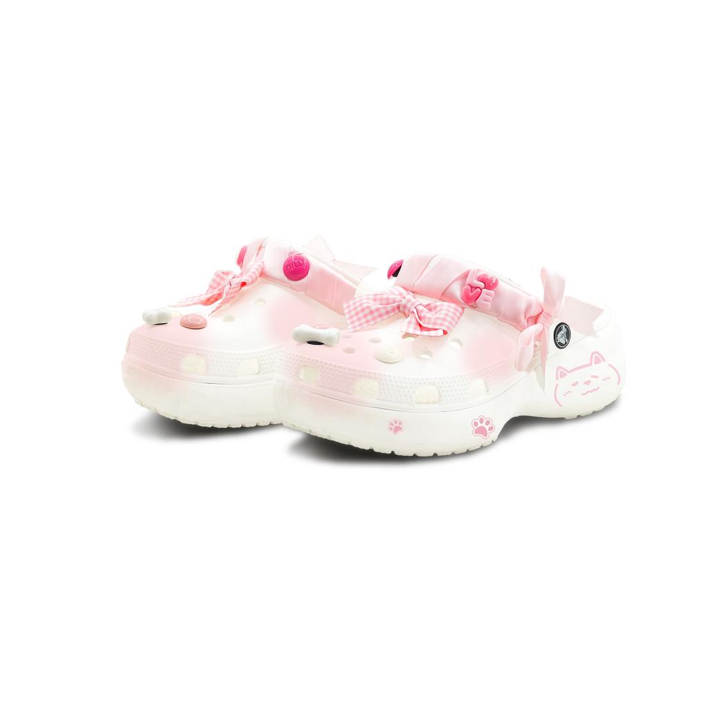 Crocs Classic clog Meow Meow Puffs EVA Cute Cartoon Preppy Hole Shoes Women's Pink