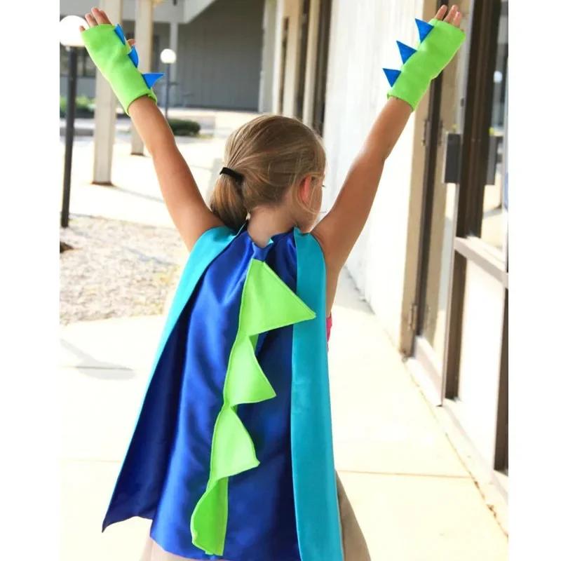 Children Halloween Dinosaur Cloak and Gloves Costume Colors Cosplay Dinosaur Clothes Mask Fancy Cape Birthday Party Dress - Up