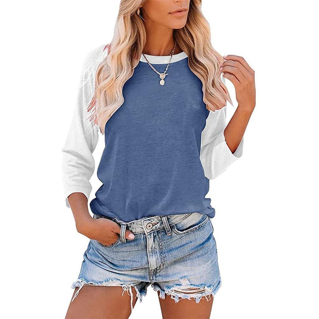Women's Casual Colorblock Long Sleeve T-shirt Top