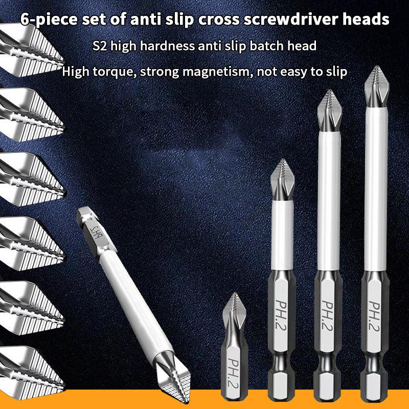 Hexagonal Electric Drill Screwdriver Tool, High Hardness & Anti Slip, Cross Head, 6/7PCS with High Performance Magnet.