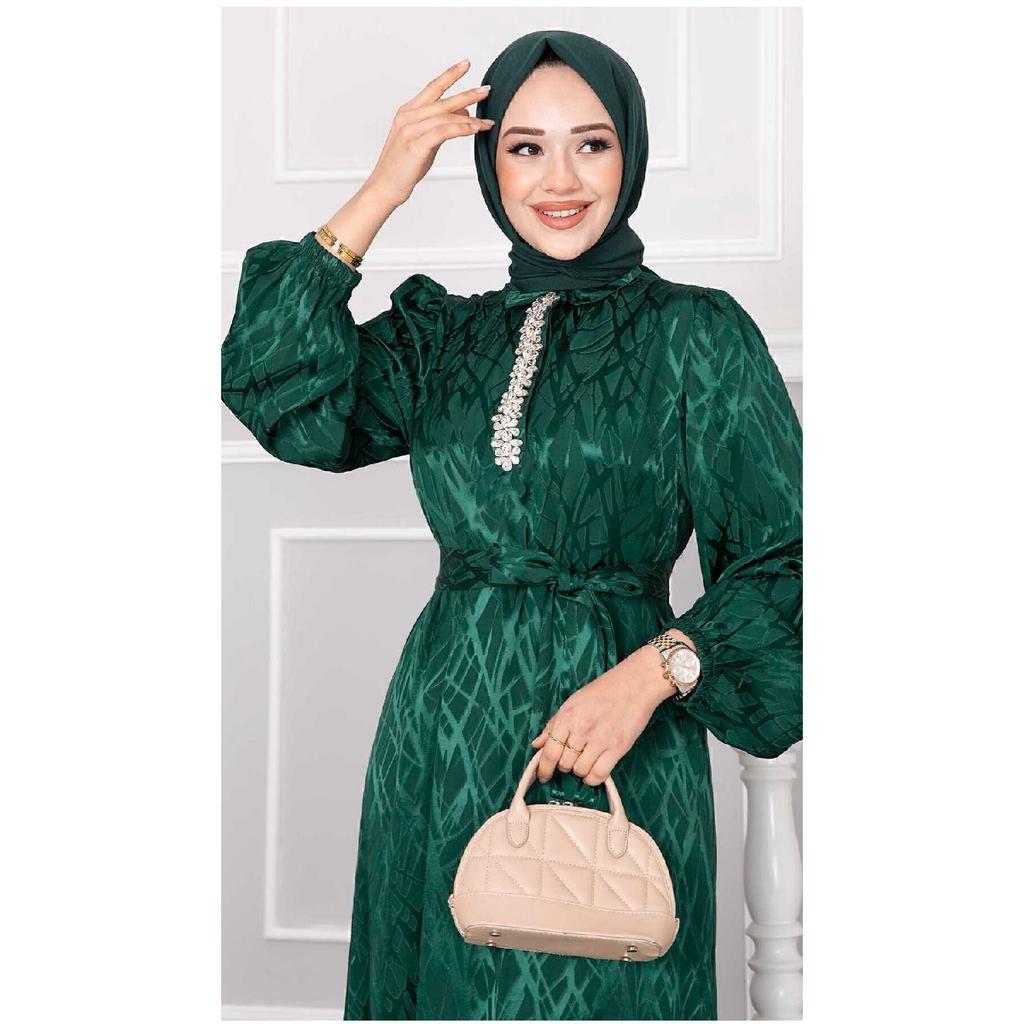 Stoney Jacquard Hijab Evening Dress