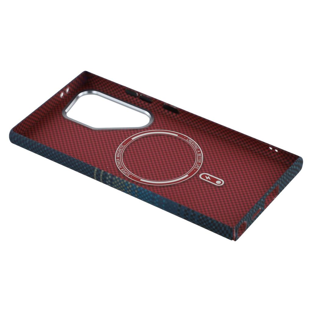 Dla Samsung Galaxy S23 Ultra Magnetyczne Etui Tekstura Włókna Węglowego Wodoodporne PC Pokrowiec na Telefon