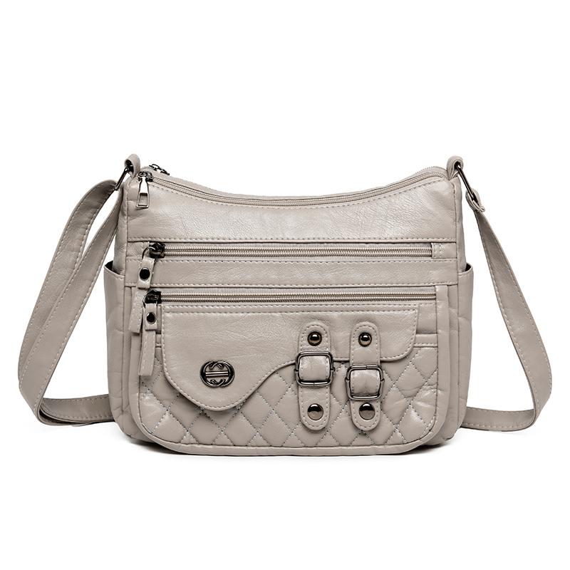 Soft Leather Multi-Layer Shoulder Bag Women's Multi-Pocket Crossbody Bag Mother's Bag