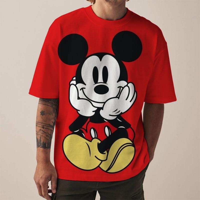 Disney Mickey Mouse print men's T-shirt fashionable holiday gift men round neck short sleeved oversized Hip hop clothing Boys