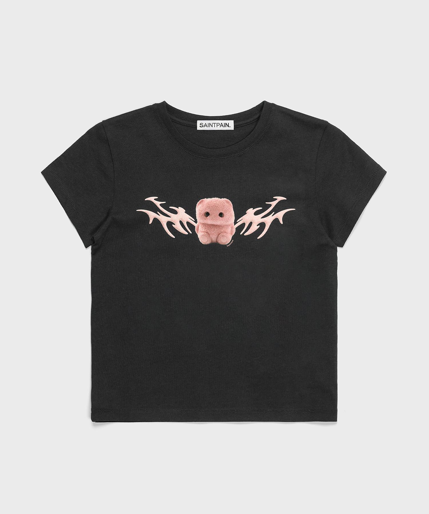 Saint Pain Sp Fluffy Crop Short Sleeve Tee Black Black/Free