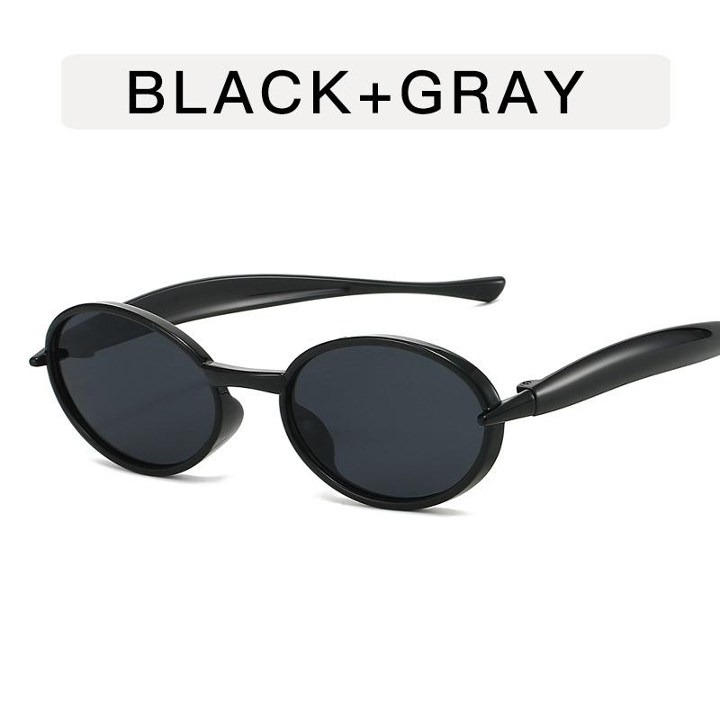 New Oval Sunglasses For Women Men Trendy Metal Frame Sun Glasses Classic Shades Uv400 Small Oval Black Sunglasses