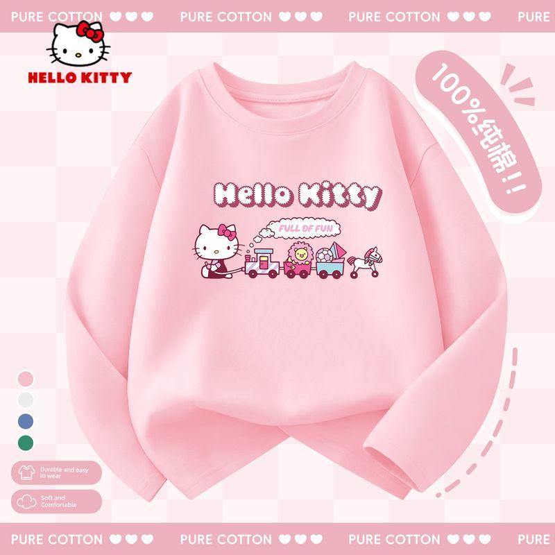 Hello Kitty Girls' Long-Sleeved T-Shirt 2026 New Kidsren's Spring Top Pink Spring Clothing Girls' Bottoming Shirt