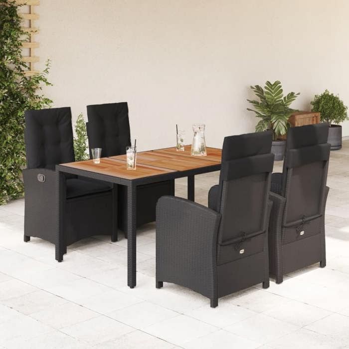 VidaXL Ensemble à Manger de Jardin avec Coussins 5 pcs, Table et Chaises avec Dossier Réglable, Meubles d'Extérieur Patio 3212233