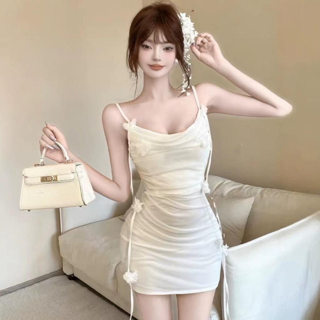Royal Sister Sexy Wind Splicing Mesh Sexy Suspender Dress Muse Fan Waist Temperament Skinny Banquet Dress Dress
