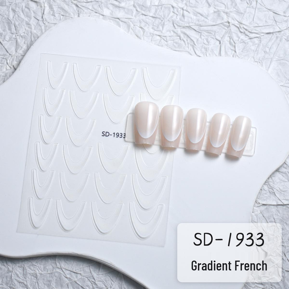 

Французский градиент Изысканные минималистичные наклейки для ногтей - Полупрозрачный белый полукруг и клетчатые дизайны