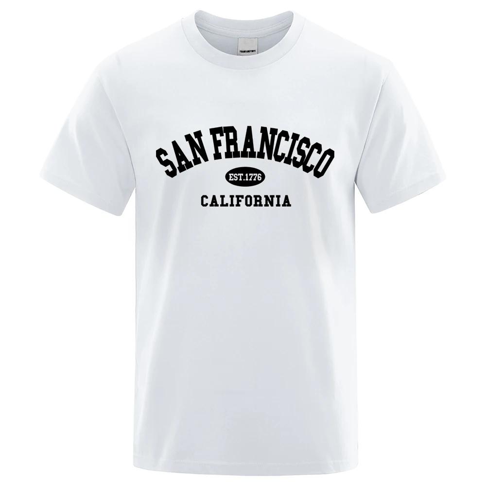 Sanfrancisco Est.1776 California Letter Printed T Shirts Fashion Men Casual Short Sleeves Streetwear Tops Summer Harajuku Tshirt