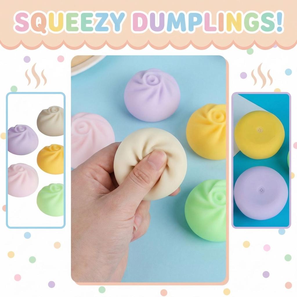 Stress Relieving Squshy Toy, Soft Rubber Bun