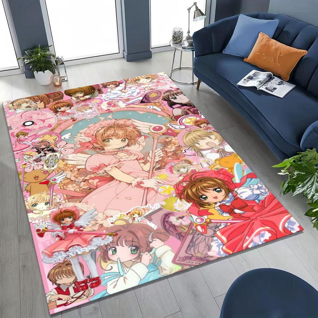 Cute Cartoon Card Captor Sakura Magic Girl Anime Art Rug for Bedroom Living Room Sofa Home Doormat Decor,Kids Non-slip Floor Mat