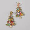 Crystal Xmas Dangle Earrings Star Christmas Bell Pendant Trendy Merry Christmas Earrings  Winter