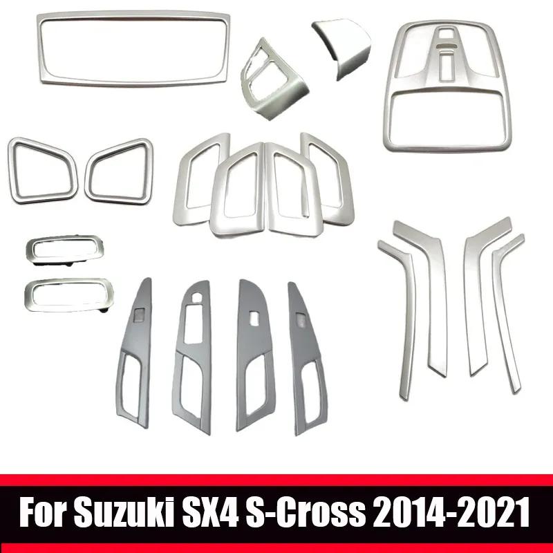 For Suzuki SX4 S-Cross 2014- Interior Accessories Car Door Armrest Window Lift Switch Readlamp Steering Wheel Cover Sticker