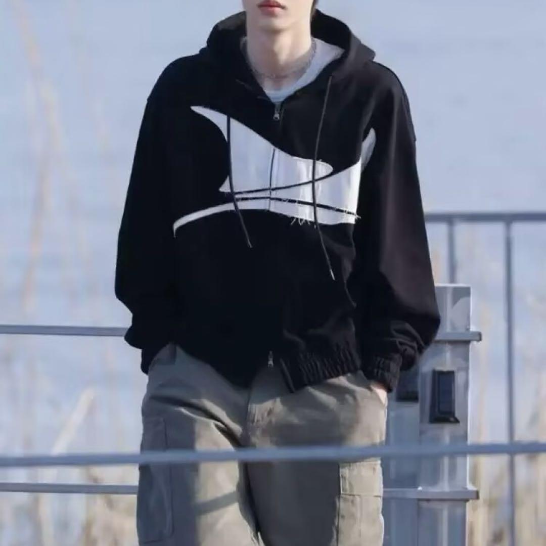 

[USED] GLACK GHD009 Manta applique hoodie BLACK