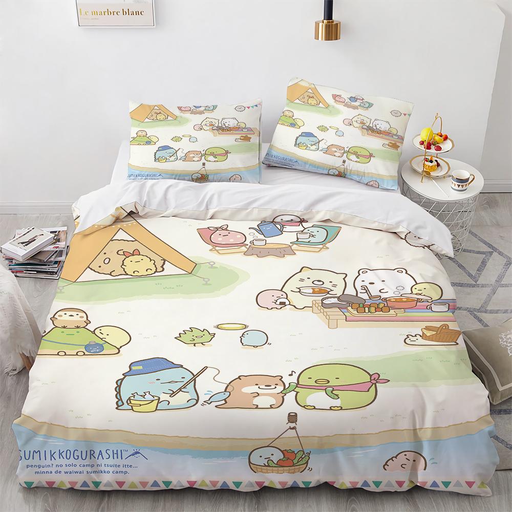 Anime Kawaii Cartoon Sumikko Gurashi Bedding Set Boys Girls Twin Queen Size Duvet Cover Pillowcase Bed Kids Adult