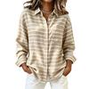 Women's Casual Striped Long Sleeve Collared Shirt Blouse Top for Everyday Wear