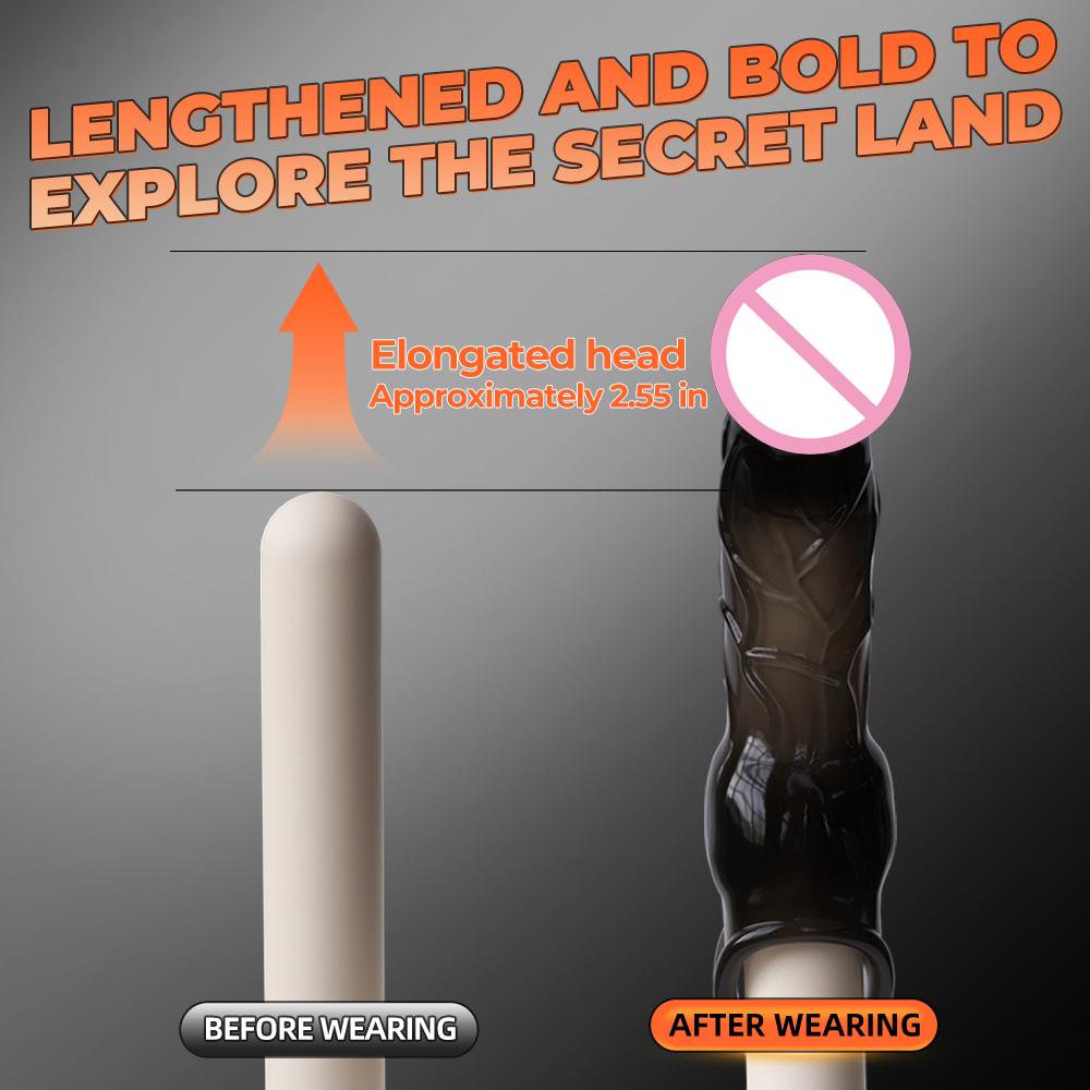 Penis Extension Sleeve Vibration Extend Adult Sex Toys Reusable Penis Sleeve Delay Ejaculation Dick Sleeve Sex toys for Men 18+