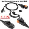Fone de Ouvido Walkie Talkie de 2 Pinos K-Plug PU com Fio Rádio Fone de Ouvido Tipo G com Microfone para Kenwood Baofeng 888S TYT
