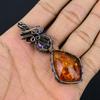 Baltic Amber & Mystic Topaz Pendant, 999 Copper Wire Wrapped Gemstone Jewelry, Handmade Pendant For Mother Day