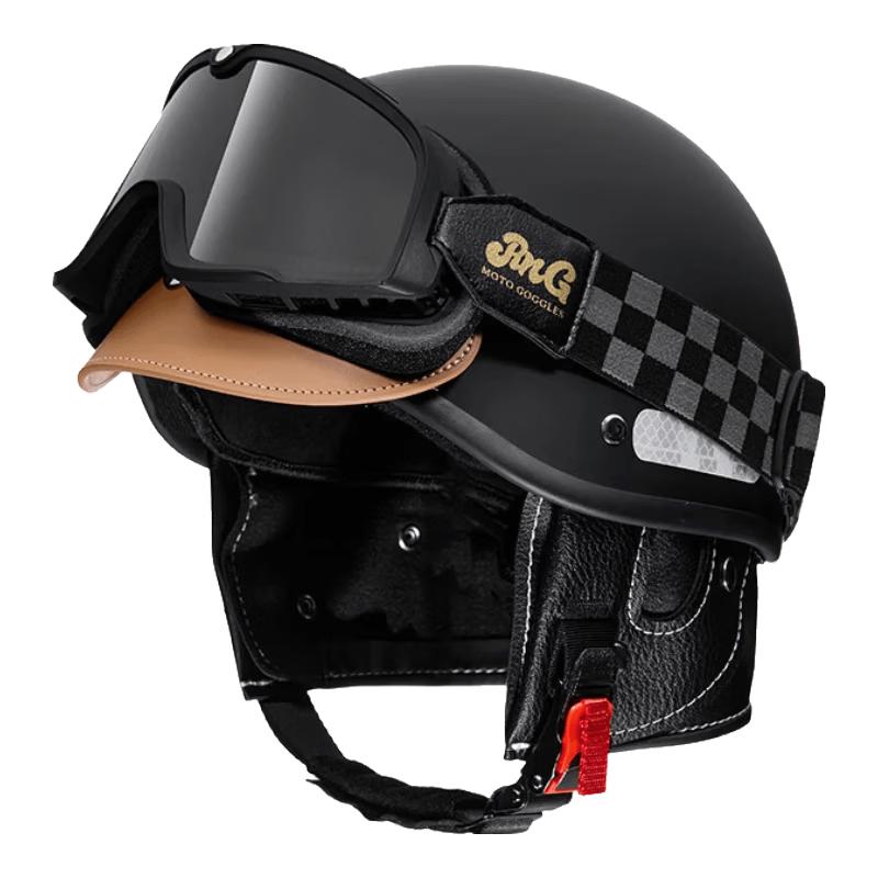 Adandyish Vintage Half-Face Motorcycle Helmet