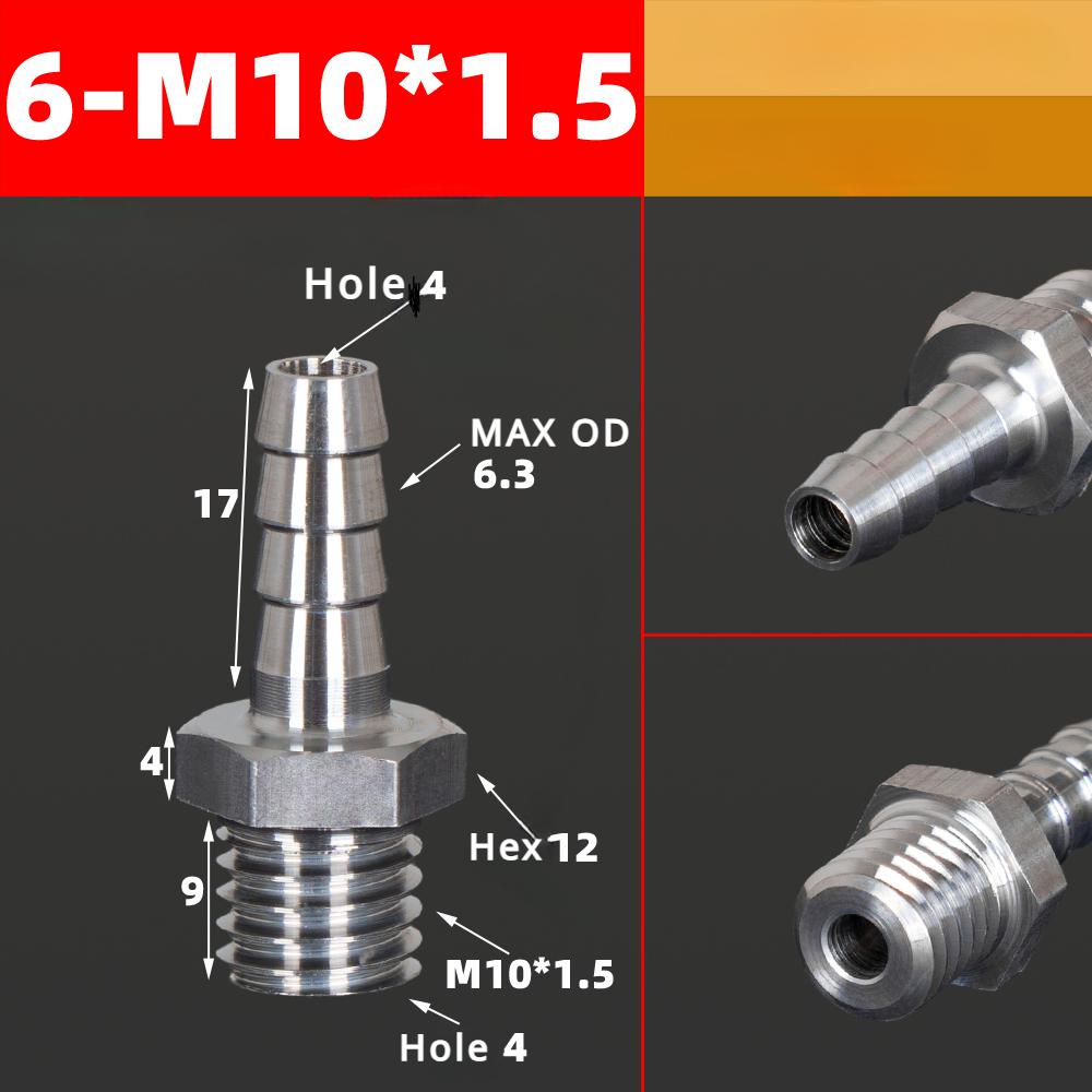 M3 M4 M5 M6 M8 M10 M12 M14 M16 Metric Male To 3 4 5 6 8 10 12 Mm Hose Barb Nipple 304 Stainless Steel Pipe Fitting Air Water Gas
