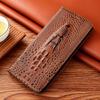 Crocodile Head Genuine Leather Flip Case for Samsung Galaxy A05 A05S A15 A25 A35 A55 A16 A26 A36 A56 5G Cases Fall Prevention