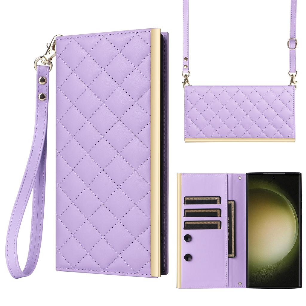 Etui crossbody na Samsunga Galaxy S23 Ultra z przyssawką, skórzane PU, portfel, pokrowiec na telefon