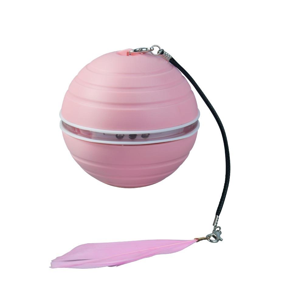 

Автоматический интерактивный мяч для кошек с пером и светом, самоиграющий кошачий мяч для дома no Light розовый