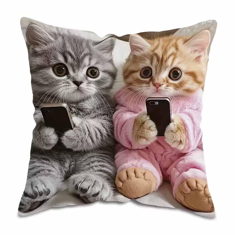 Urocza poszewka na poduszkę z nadrukiem zwierzęcym: Płaski druk 2D, nierealny haft, sofa nocna poduszka sofy nocnej