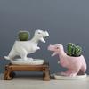 Tyrannosaurus Rex Keramik-Blumentopf mit Untersetzer, Kreativer Dinosaurier-Blumentopf für Sukkulenten, Tier-Gartentöpfe Heim-Schreibtisch-Dekor