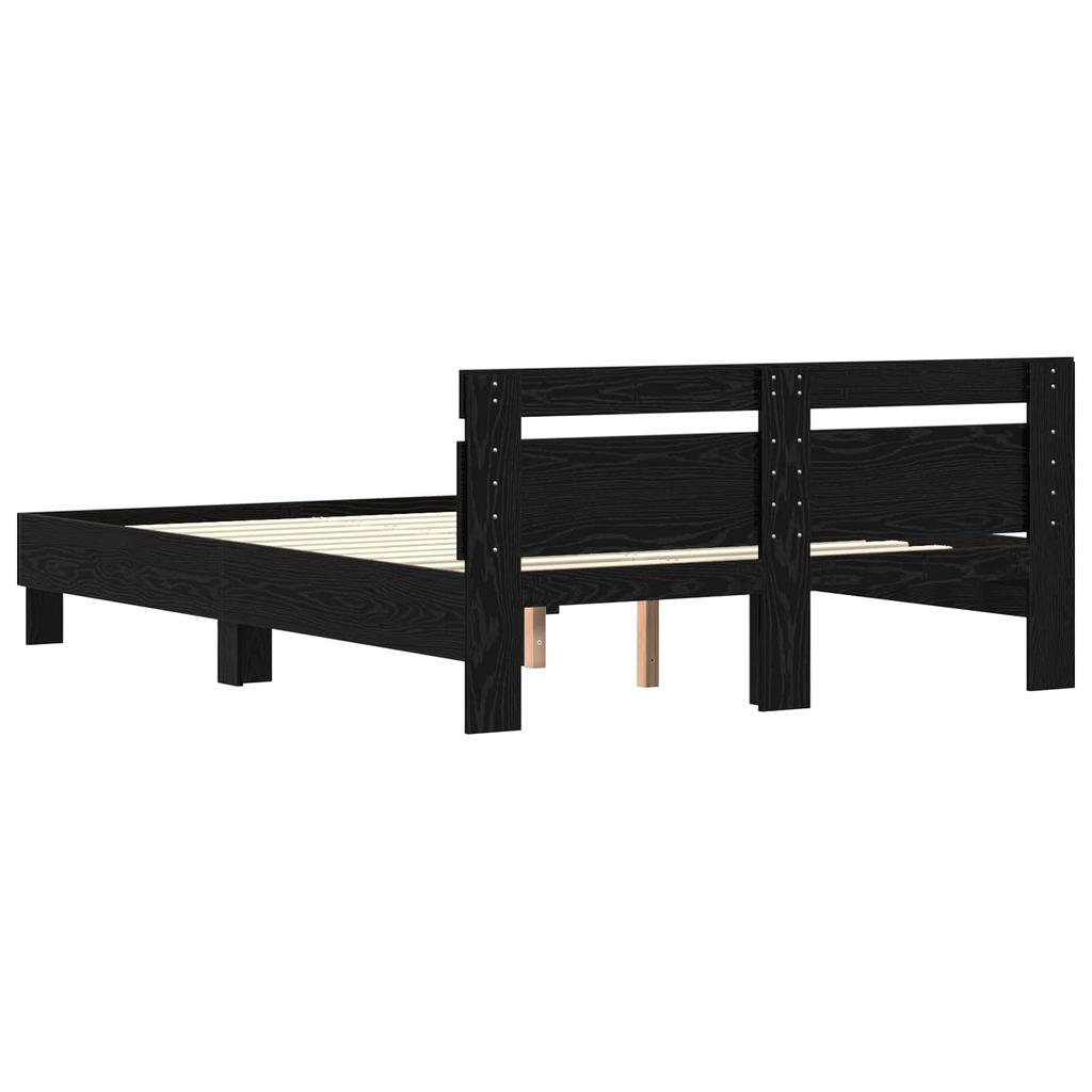 vidaXL Bettrahmen Schwarz Eichen-Optik 140 x 200 cm Holzwerkstoff