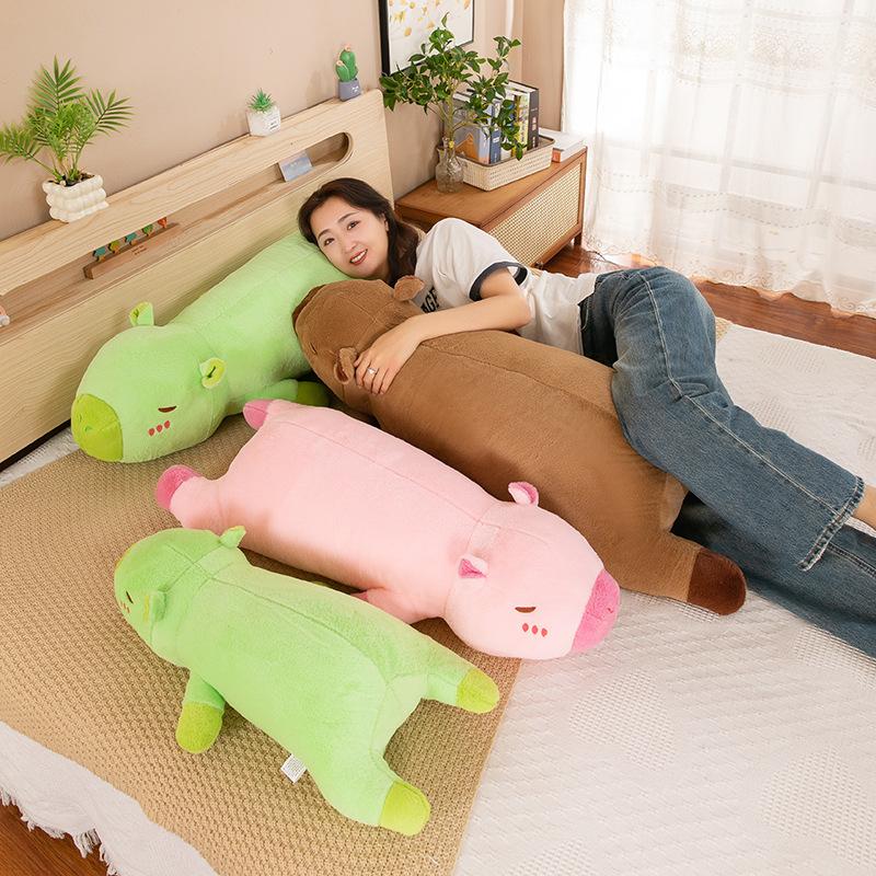 Color Party Model Capybara Throw Pillow Plush Toy Long Kapibara Doll Girl Pinch Legs Sleeping Doll