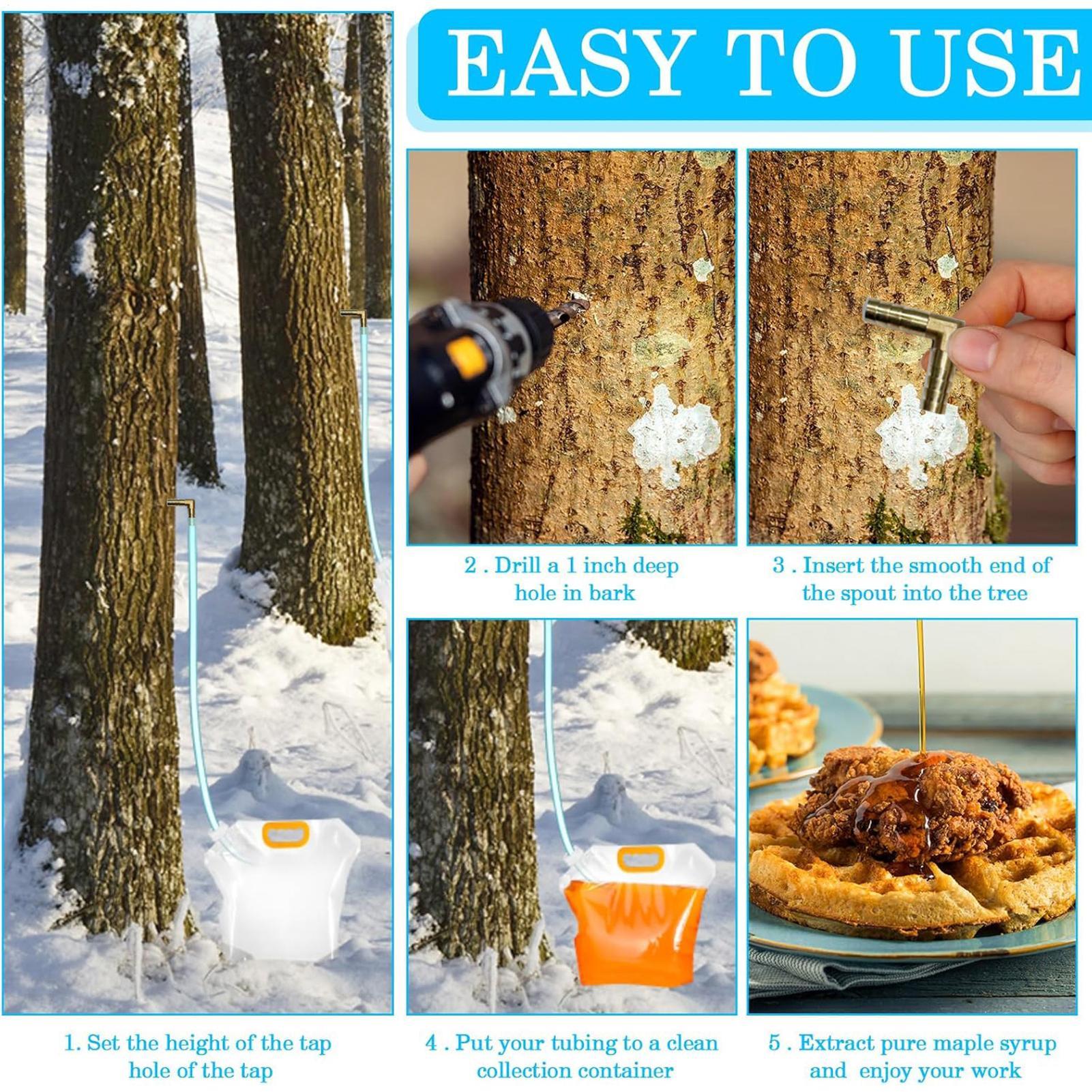 Maple Syrup Tapping Kit Maple Tree Tap L-Shaped Tip Design With Reusable Collection Bags And Frost-Resistant Tubing For Water China Mainland