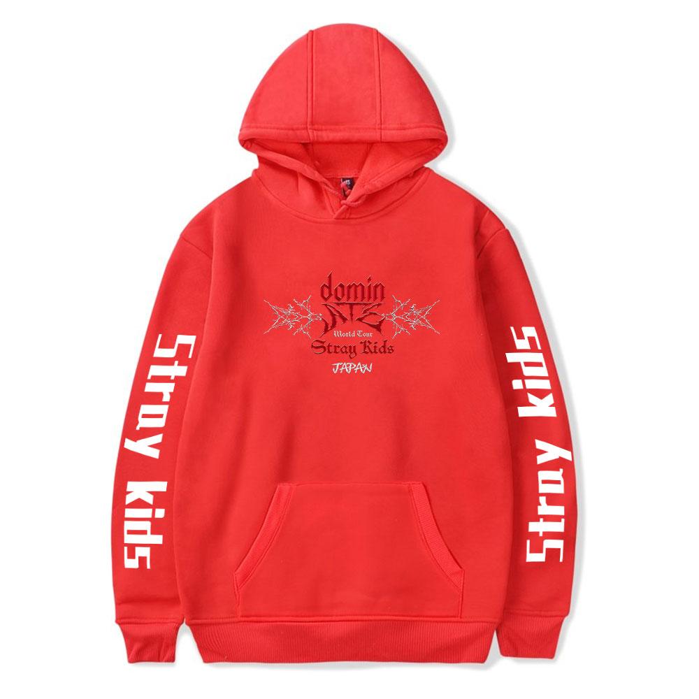 

Новая мода для поклонников Stray Kids Kpop Printed Sweatshirt Outdoor Sport Cosplay Pullovers Hoodie Cosplay Costume M красный