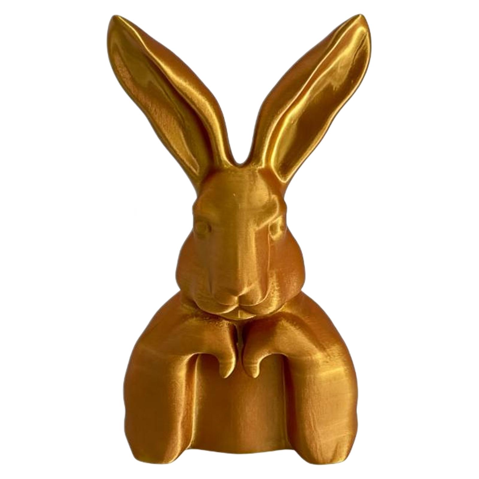 

8 Inch Rabbits Vintage Figurines Decoration PVC Gold Large Bunny Collectibles Sculpture for Home Indoor Table Centerpiece Decor